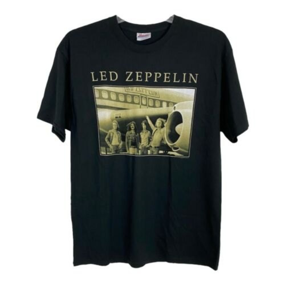 Led Zeppelin Adult Tee Shirt Size Large Black Airplane Deadstock Band Tee NEW - Picture 5 of 7